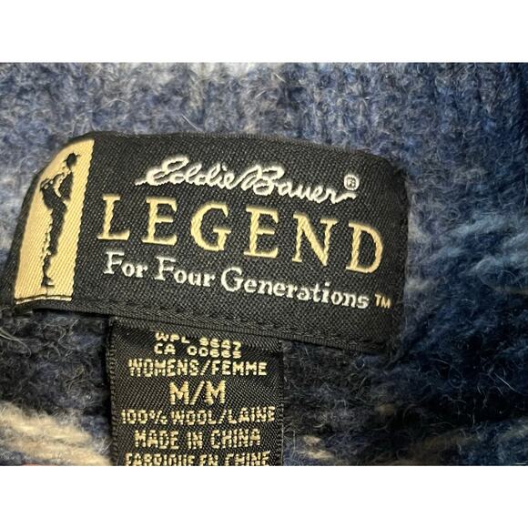 Vintage Woman's Eddie Bauer Legend Wool Sweater, Blue Fair Isle Medium - Picture 6 of 6